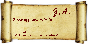Zboray András névjegykártya